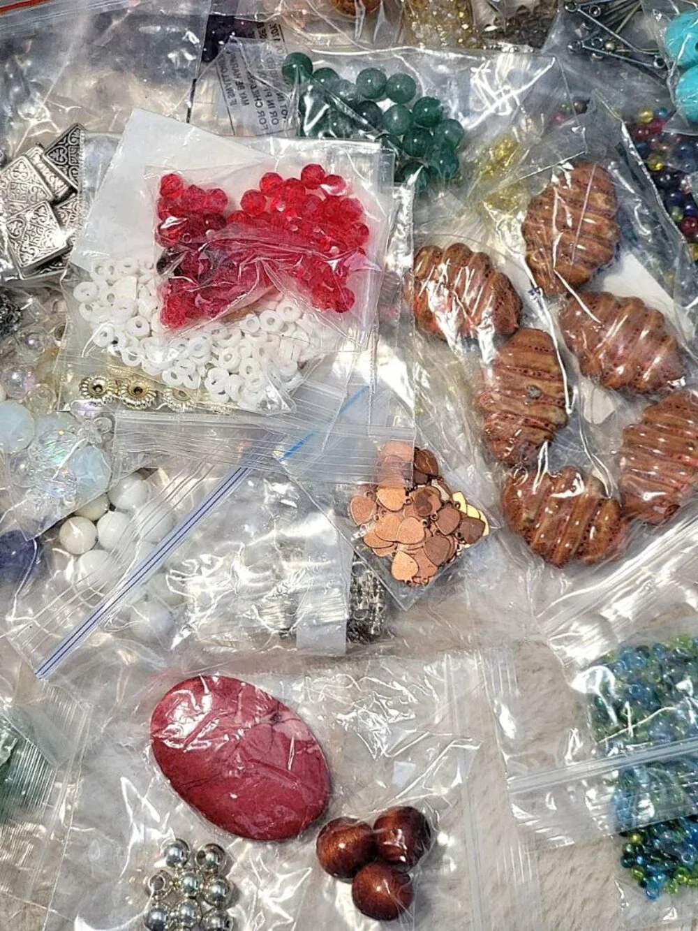 HUGE 4.5lb Destash Lot Jewelry Making Beads Findings Cabachons Various Mats #L